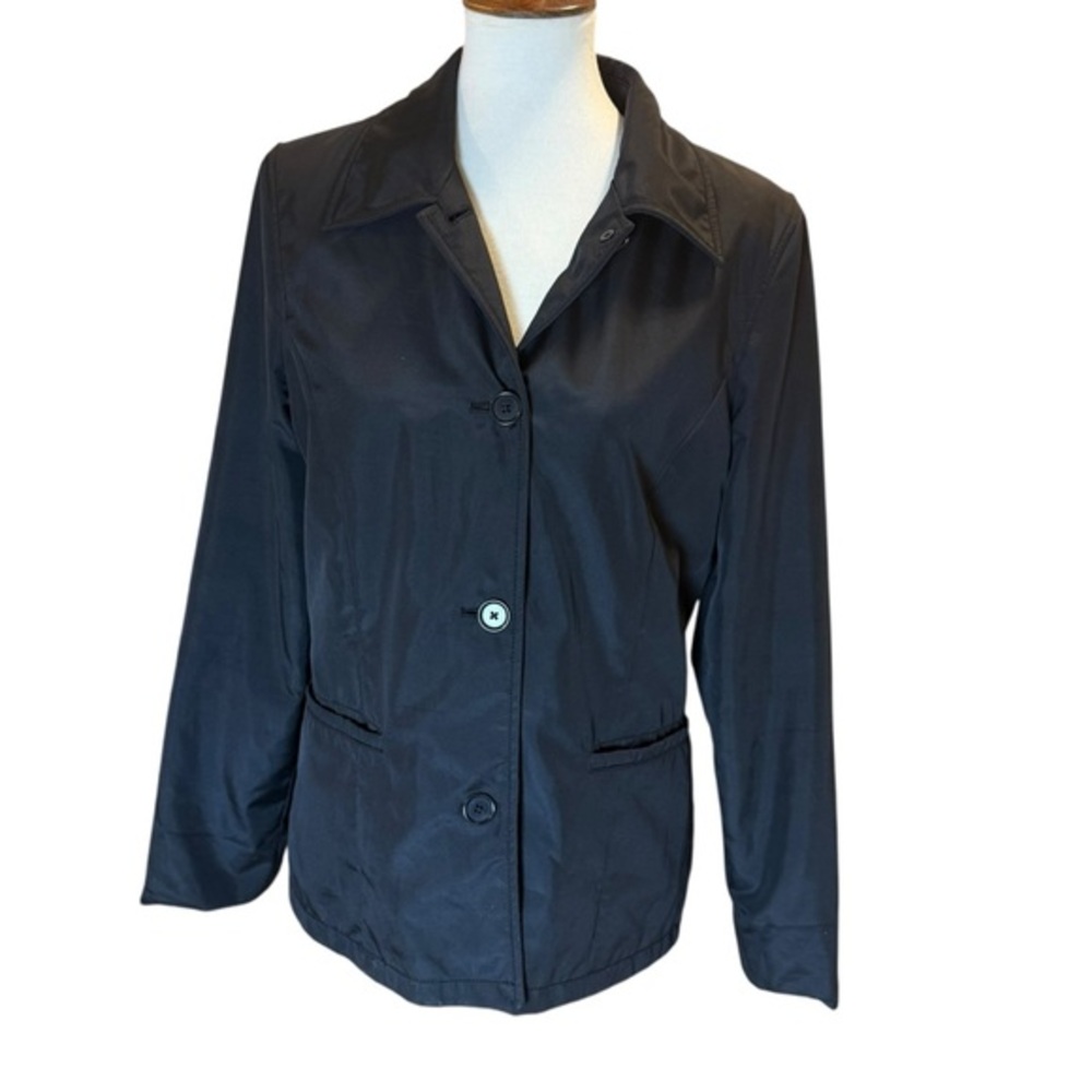 Ann Taylor Black Water Resistant Button Front Jacket Women’s Medium Vintage